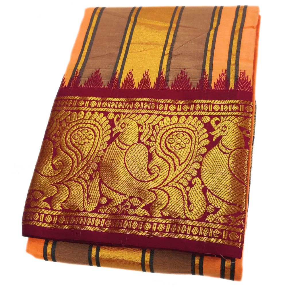 Kanakambaram Color Annam Designed Jacquard Dhoti