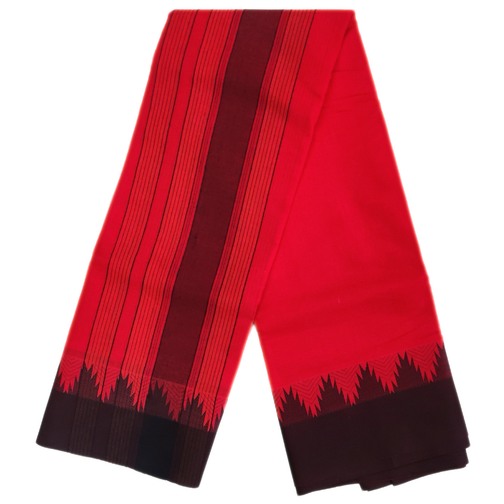 Vaishnava Thalampoo With Black Border Dhoti Towel Set