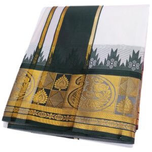 White Color Premium Karishma Soft Silk 7 Inch Border Dhoti