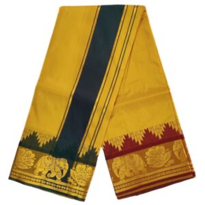 Mustard Color Premium Karishma Soft Silk 7 Inch Border Dhoti
