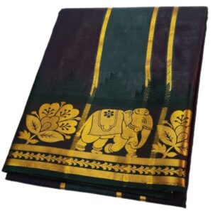 Black Color Premium Karishma Soft Silk 7 Inch Border Dhoti