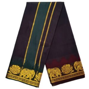Black Color Premium Karishma Soft Silk 7 Inch Border Dhoti