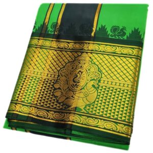 Light Green Color Premium Karishma Soft Silk 9 Inch Border Dhoti