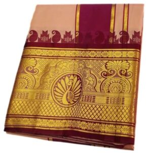 Copper Color Premium Karishma Soft Silk 9 Inch Border Dhoti