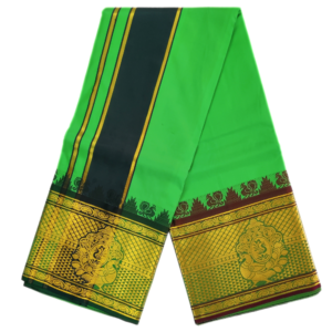 Light Green Color Premium Karishma Soft Silk 9 Inch Border Dhoti