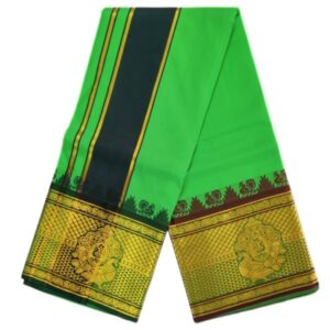 Light Green Color Premium Karishma Soft Silk 9 Inch Border Dhoti