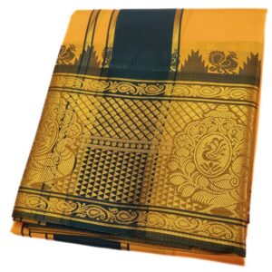 Mango Yellow Color Premium Karishma Soft Silk 9 Inch Border Dhoti
