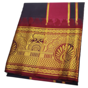 Black Color Premium Karishma Soft Silk 9 Inch Border Dhoti