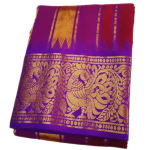 Maroon Color Peacock Designed Jacquard Dhoti