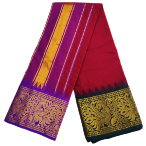 Maroon Color Peacock Designed Jacquard Dhoti