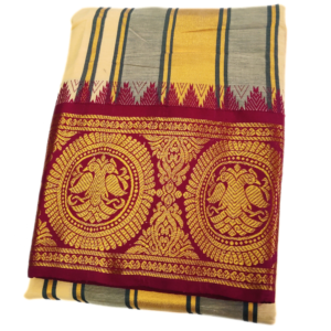 Sandal Color Parrot Designed Jacquard Dhoti
