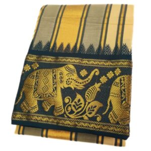 Cream Color Elephant Designed Jacquard Dhoti