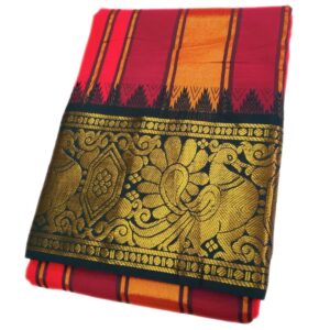 Chilli Red Color Annam Designed Jacquard Dhoti