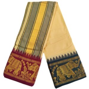 Cream Color Elephant Designed Jacquard Dhoti