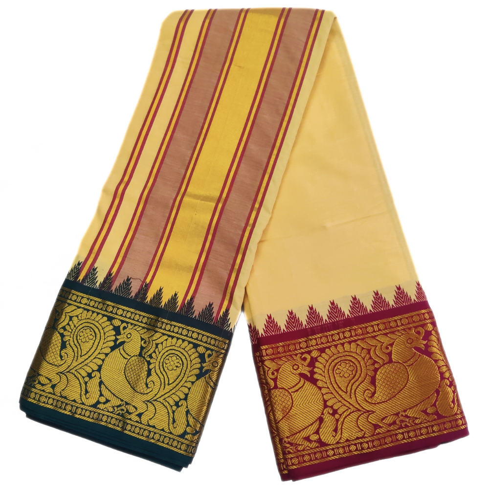 Cream Color Annam Designed Jacquard Dhoti