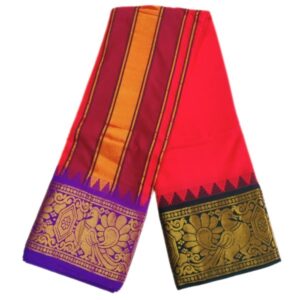 Chilli Red Color Annam Designed Jacquard Dhoti