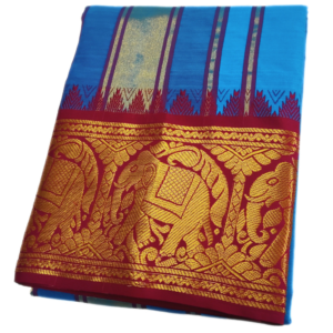Sky Blue Color Elephant Designed Jacquard Dhoti