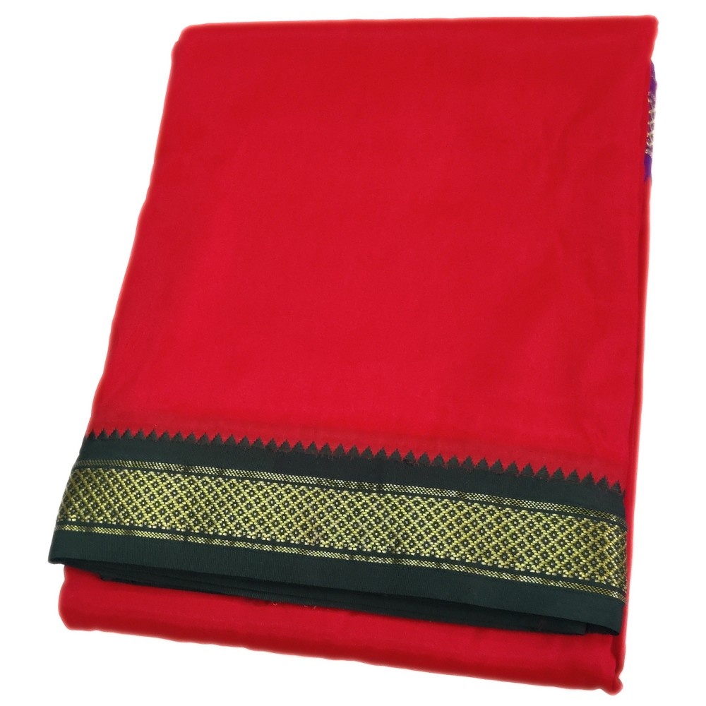 Red Color Art Silk Mayilkan Dhotis