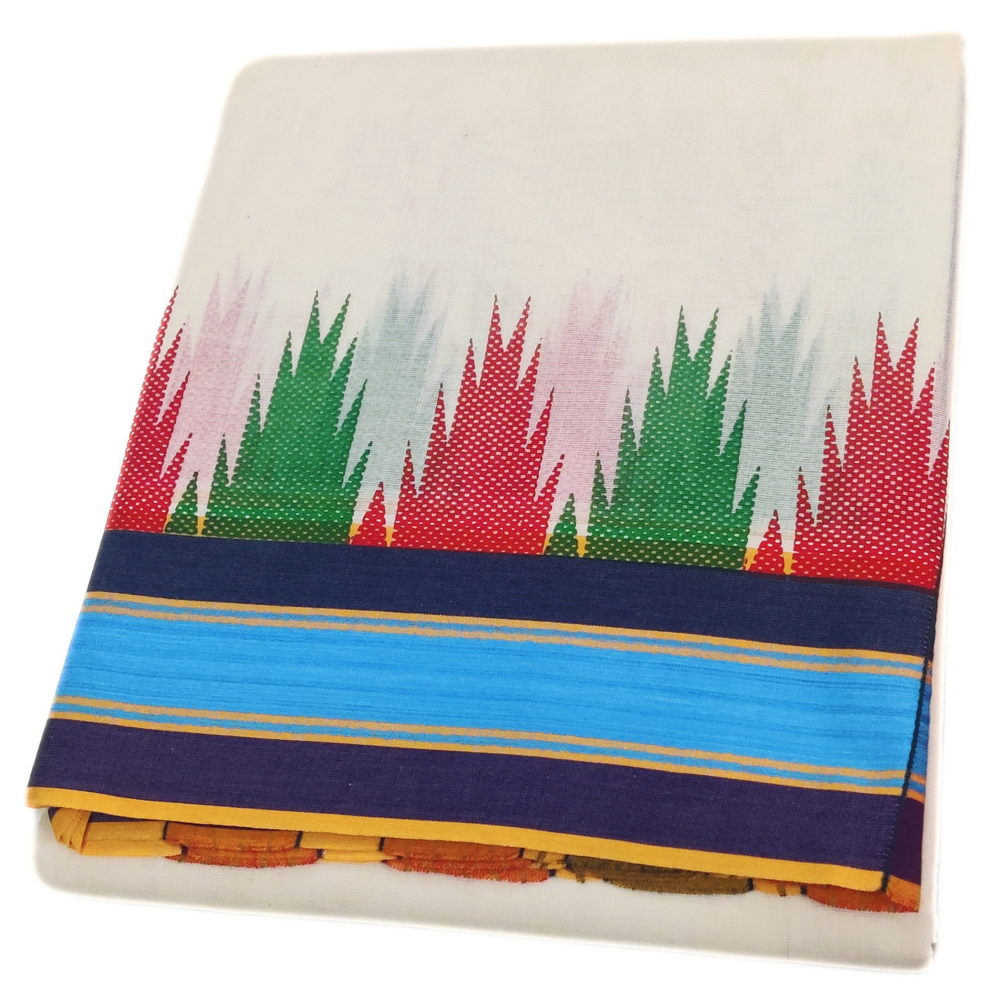 Fancy Border Off white Temple Border Printed Dhoti