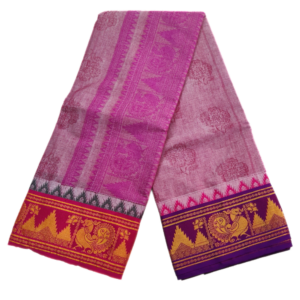 Majenta Color Premium Embossed Dhoti Towel Set