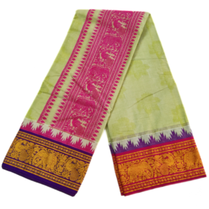 Pista Green Color Premium Embossed Dhoti Towel Set