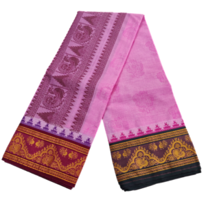 Rose Color Premium Embossed Dhoti Towel Set