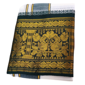 Peacock Designed 10 Inch Border Dhoti