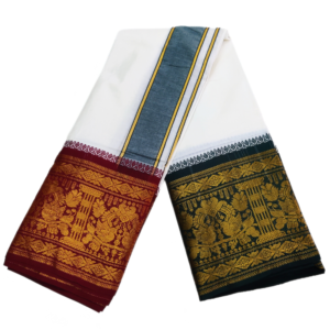 Peacock Designed 10 Inch Border Dhoti