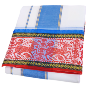 Design Pate Cotton White Dhoti Towel Set