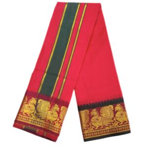 Red Color Premium Karishma Soft Silk 6 Inch Border Dhoti
