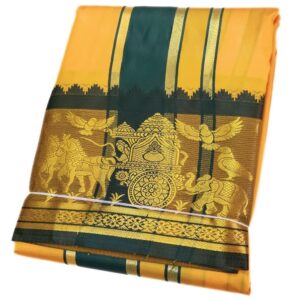 Gold Color Premium Karishma Soft Silk 6 Inch Border Dhoti