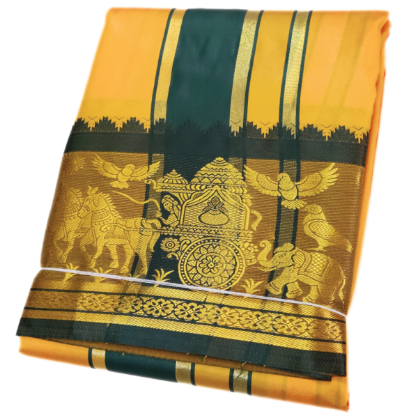 Gold Color Premium Karishma Soft Silk 6 Inch Border Dhoti