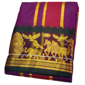 Purple Color Color Premium Karishma Soft Silk 6 Inch Border Dhoti