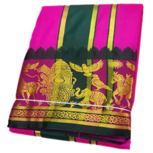Majenta Color Premium Karishma Soft Silk 6 Inch Border Dhoti