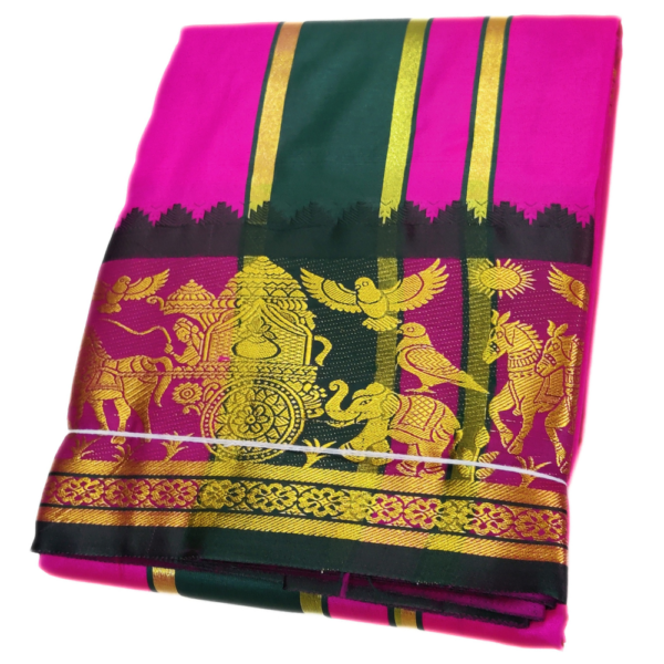 Majenta Color Premium Karishma Soft Silk 6 Inch Border Dhoti
