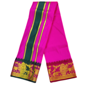 Majenta Color Premium Karishma Soft Silk 6 Inch Border Dhoti