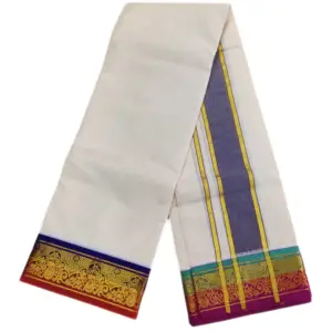 3 Inch Handloom Made Dhoti With Pure Cotton