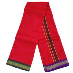 Red Color Art Silk Mayilkan Dhotis