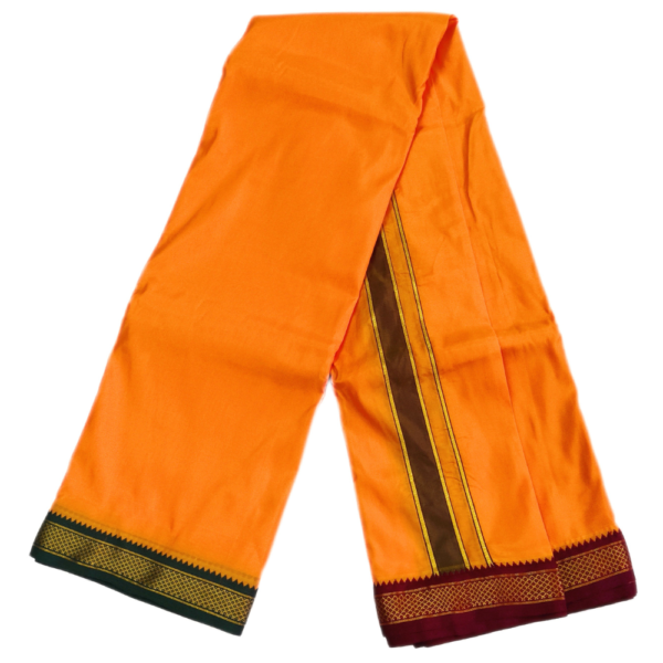 Orange Color Art Silk Mayilkan Dhoti - Image 2