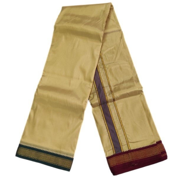 Khakki Color Art Silk Mayilkan Dhoti - Image 2