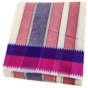 Double Color Double Mokku Vaishnava Half White Dhoti