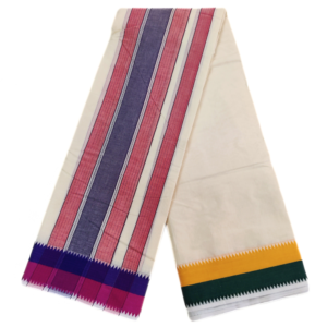 Double Color Double Mokku Vaishnava Half White Dhoti