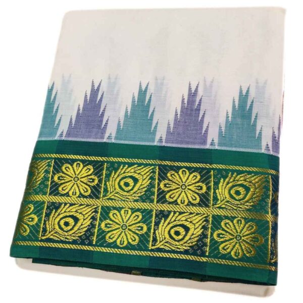 Peacock feather designed Handloom Dhoti