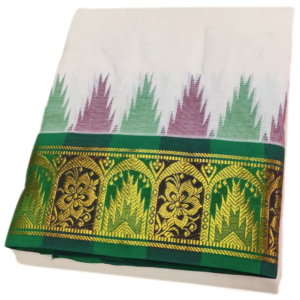 Flower Designed Thalampoo Half White Dhoti