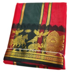 Red Color Premium Karishma Soft Silk 6 Inch Border Dhoti