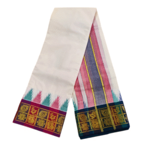 Flower Peacock Half White Marriage Dhoti Set