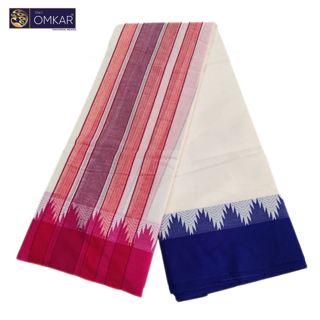 Half White Temple Border Designed Vaishnava Dhoti 9x5 - Image 3