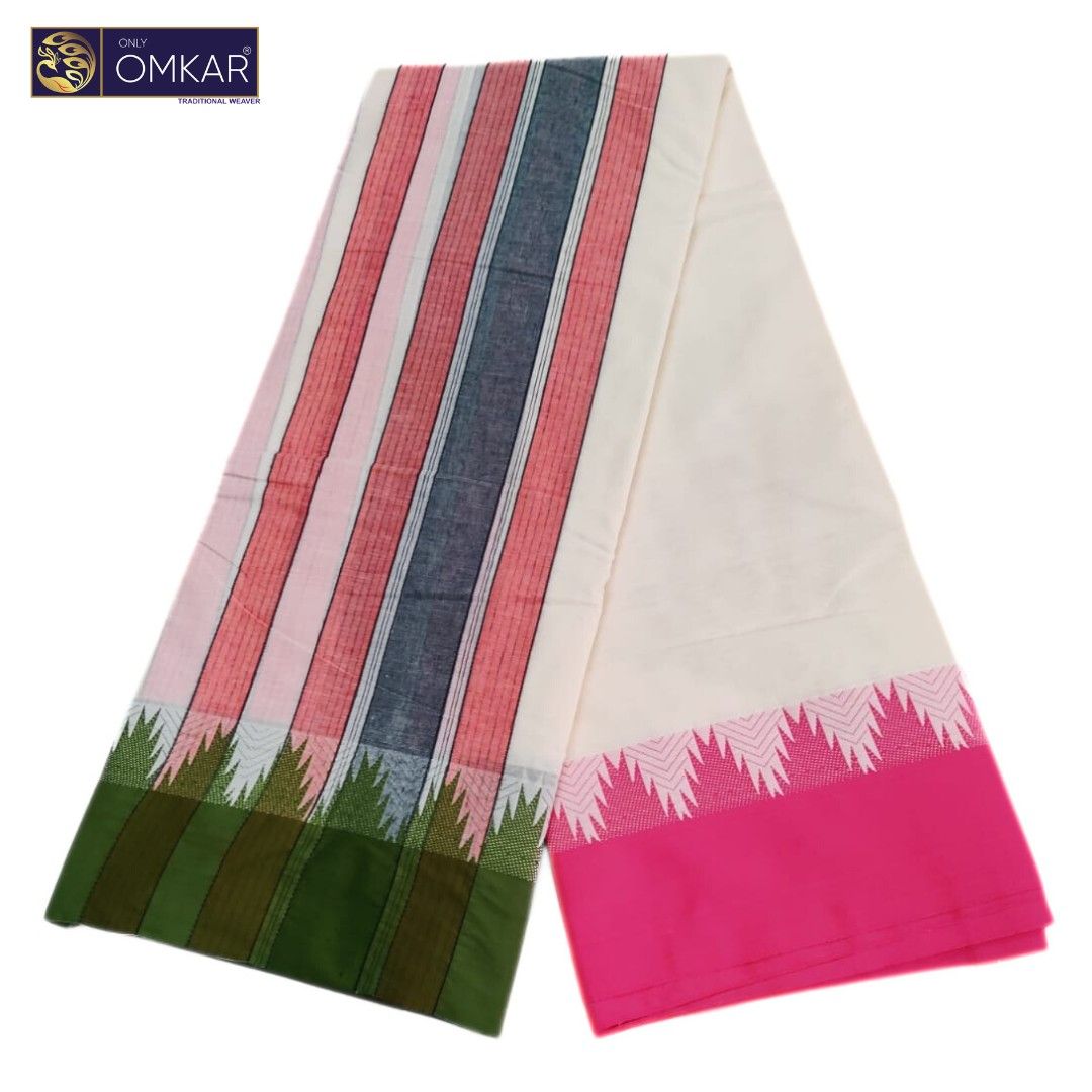 Half White Temple Border Designed Vaishnava Dhoti 9x5 - Image 2