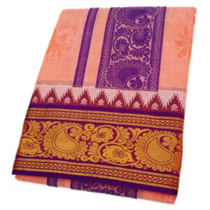Orange Color Premium Embossed Dhoti Towel Set