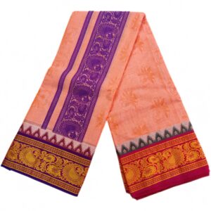 Orange Color Premium Embossed Dhoti Towel Set